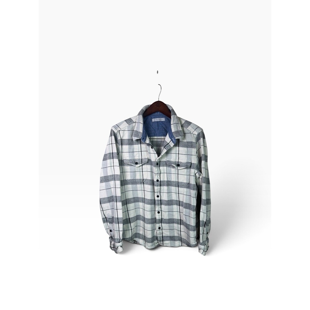 Outerknown Women's Blanket Shirt XL Gray Plaid Heavyweight Flannel Organic